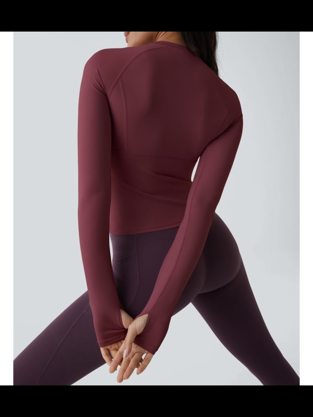 HALARA Long Sleeve Athletic Top in Burgundy
